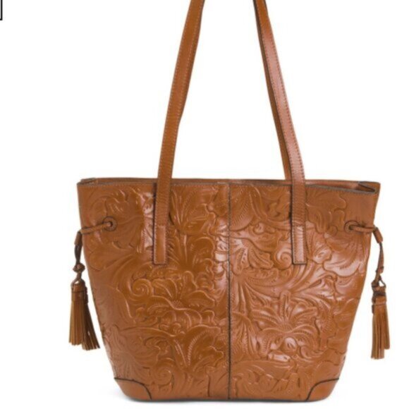 Patricia Nash Handbag Kemble Florence Brown Tooled Leather Shoulder Tote